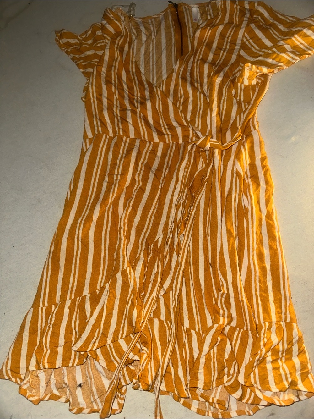 Womens Size L Xhilaration Yellow Striped Wrap Dress